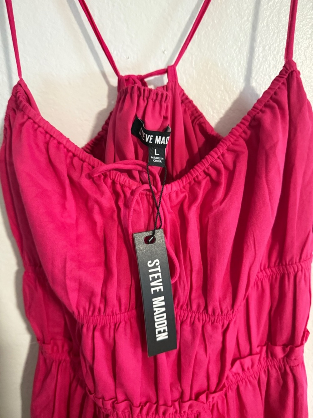 Steve Madden Fuchsia Pink Strappy Mini Dress Size Large NWT - Picture 5 of 7